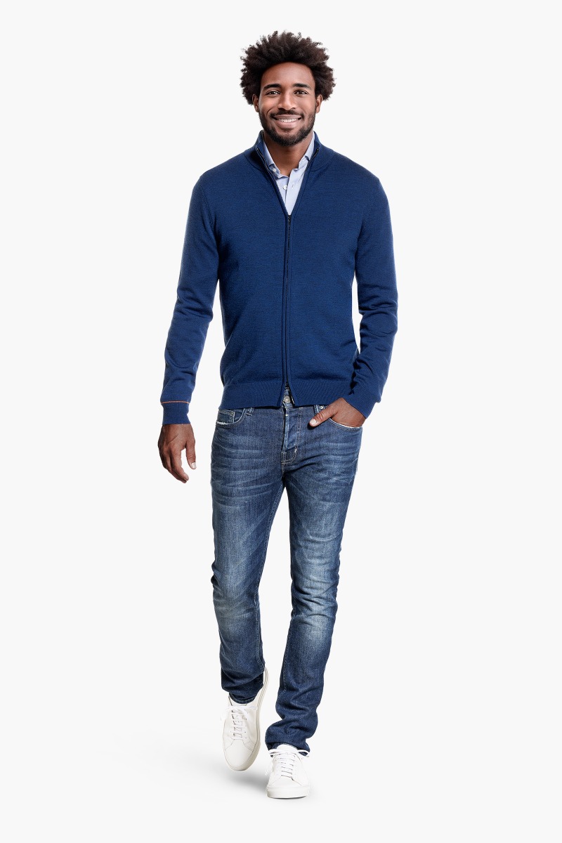 Joe Cardigan 2-Way Zip New Navy