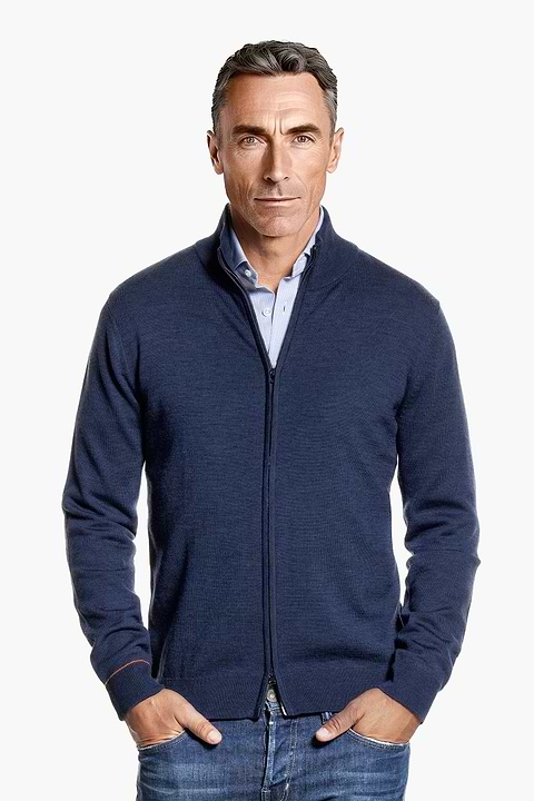 Joe Cardigan 2-Way Zip Summernight Navy - Base Image