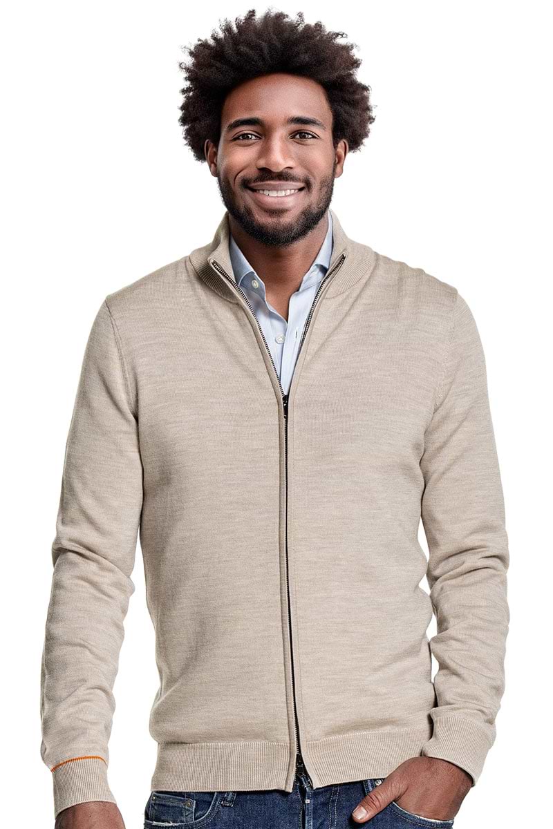 Cardigan 2-Way Zip Limestone Beige