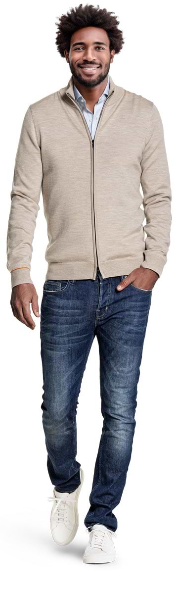 Cardigan 2-Way Zip Limestone Beige