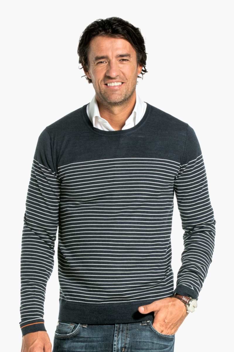 Joe Crew Open Stripe Navy White