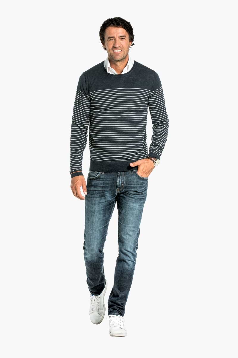 Joe Crew Open Stripe Navy White