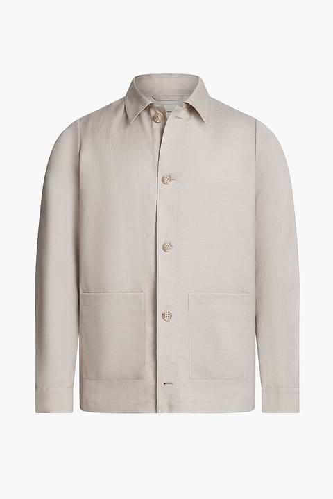 Wool Linen Overshirt Light Beige - Base Image