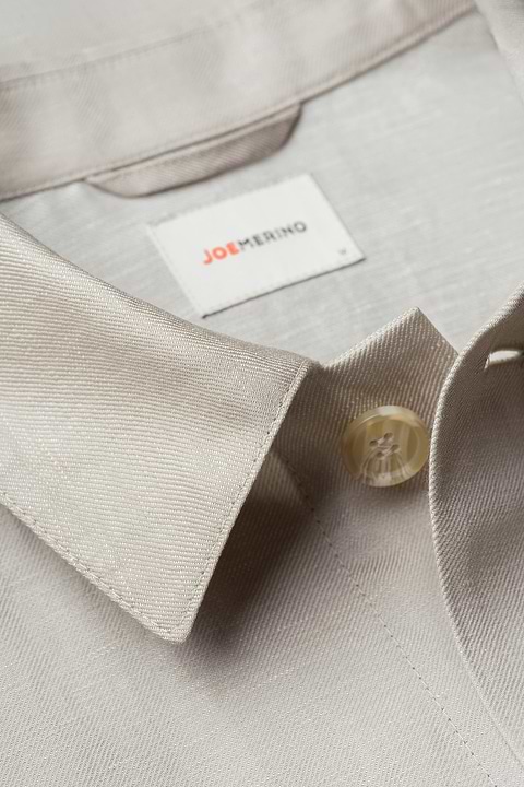 Wool Linen Overshirt Light Beige - Base Image