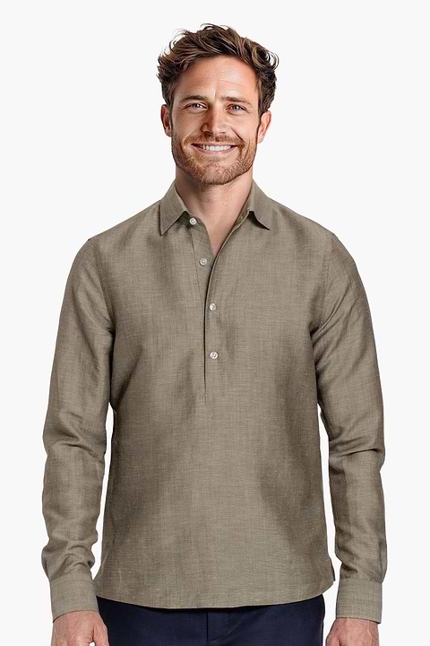 Popover Linen Shirt Desert Clay - Base Image