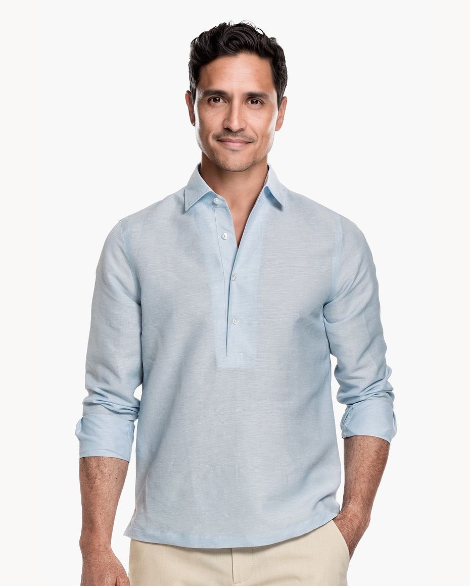 Popover Linen Shirt Foggy Blue