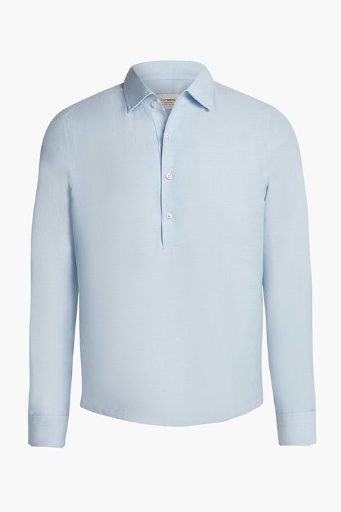 Popover Linen Shirt Foggy Blue - Base Image