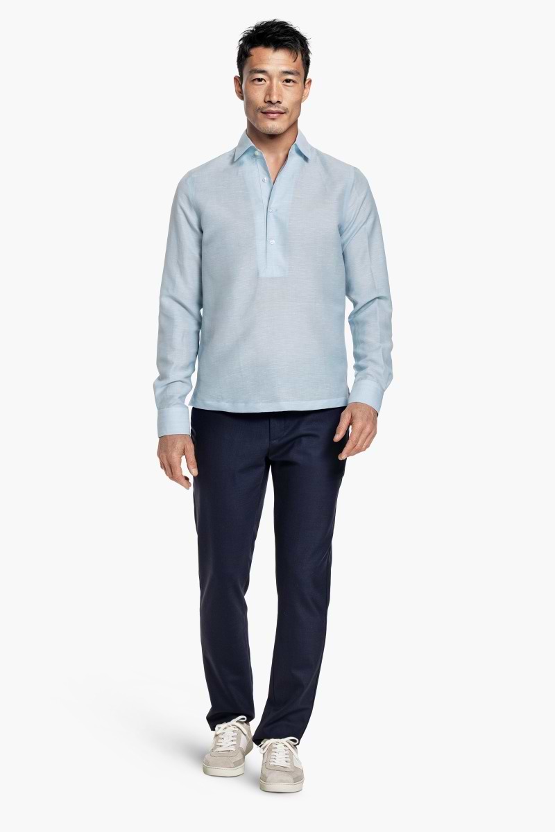 Popover Linen Shirt Foggy Blue