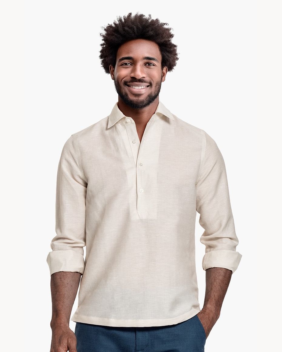 Popover Linen Shirt Light Beige