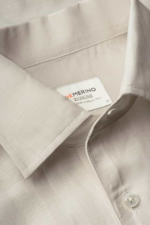 Popover Linen Shirt Light Beige - Base Image