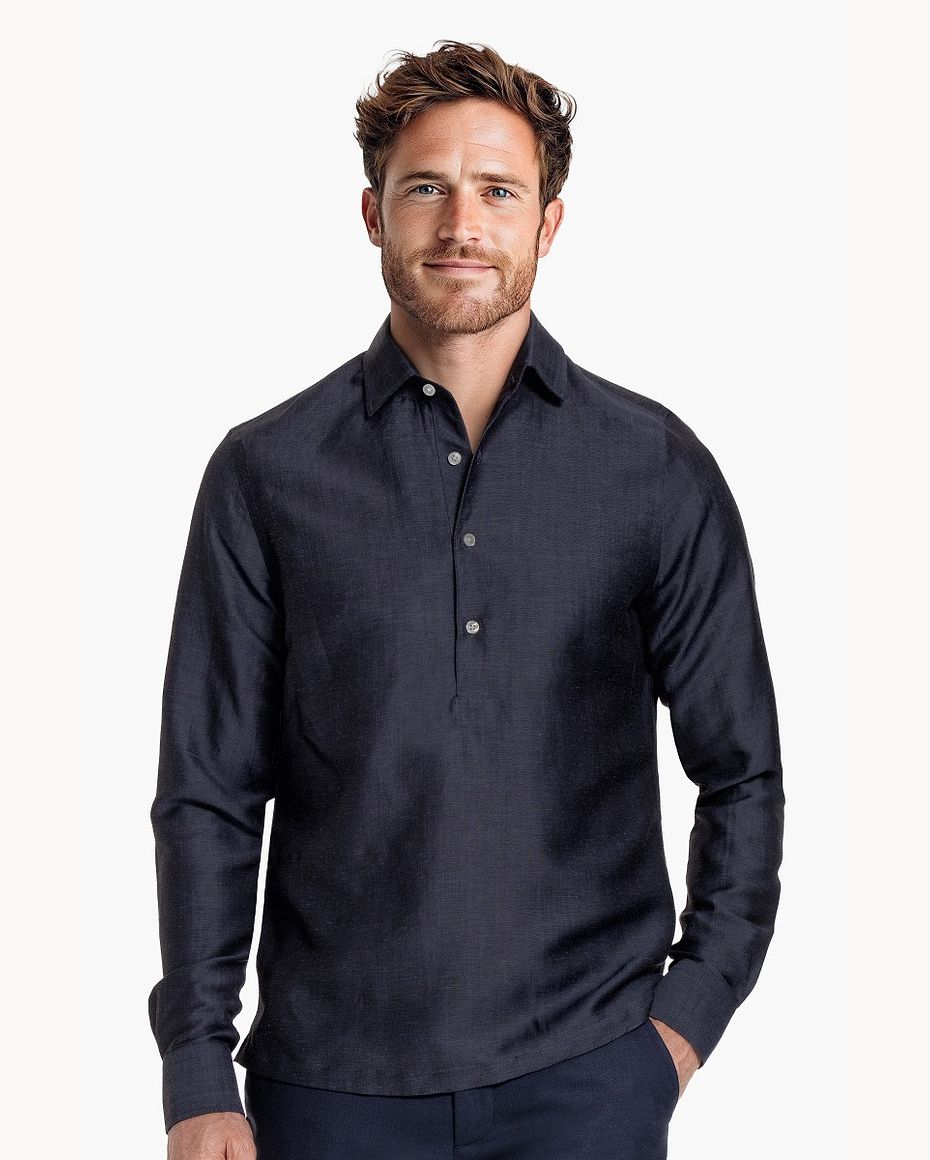 Popover Linen Shirt Midnight Blue