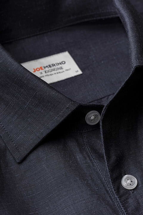 Popover Linen Shirt Midnight Blue - Base Image