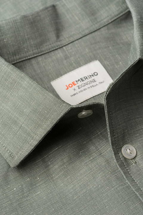 Wool Linen Shirt Clouded Green - Base Image