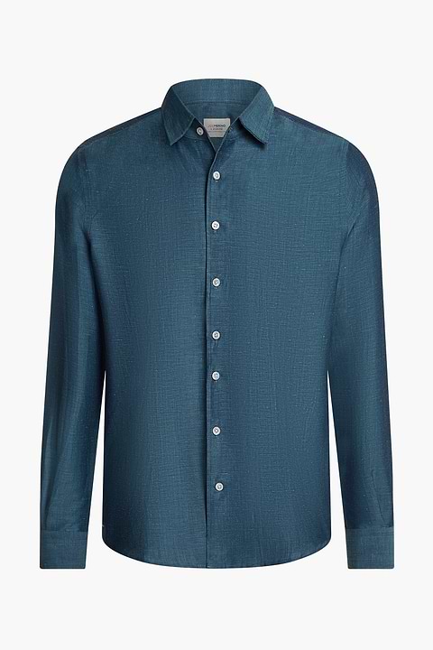 Wool Linen Shirt Deep Petrol - Base Image