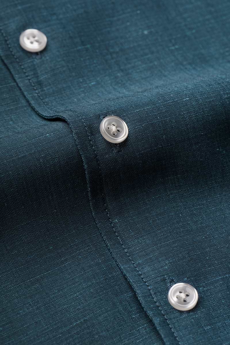 Wool Linen Shirt Deep Petrol