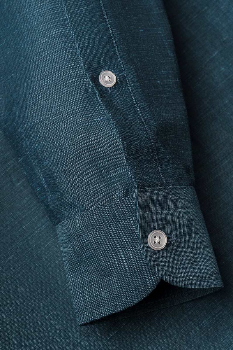 Wool Linen Shirt Deep Petrol