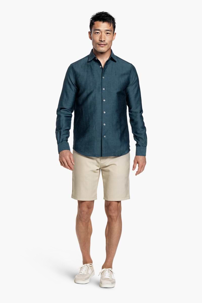 Wool Linen Shirt Deep Petrol