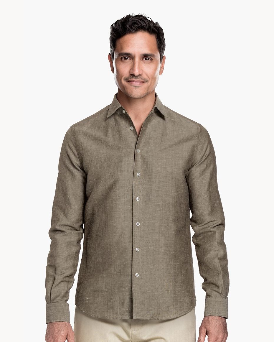 Wool Linen Shirt Desert Clay