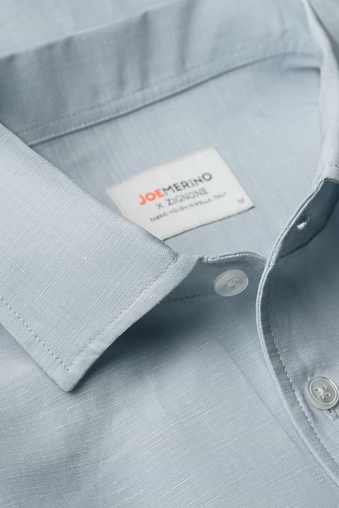 Wool Linen Shirt Foggy Blue - Base Image