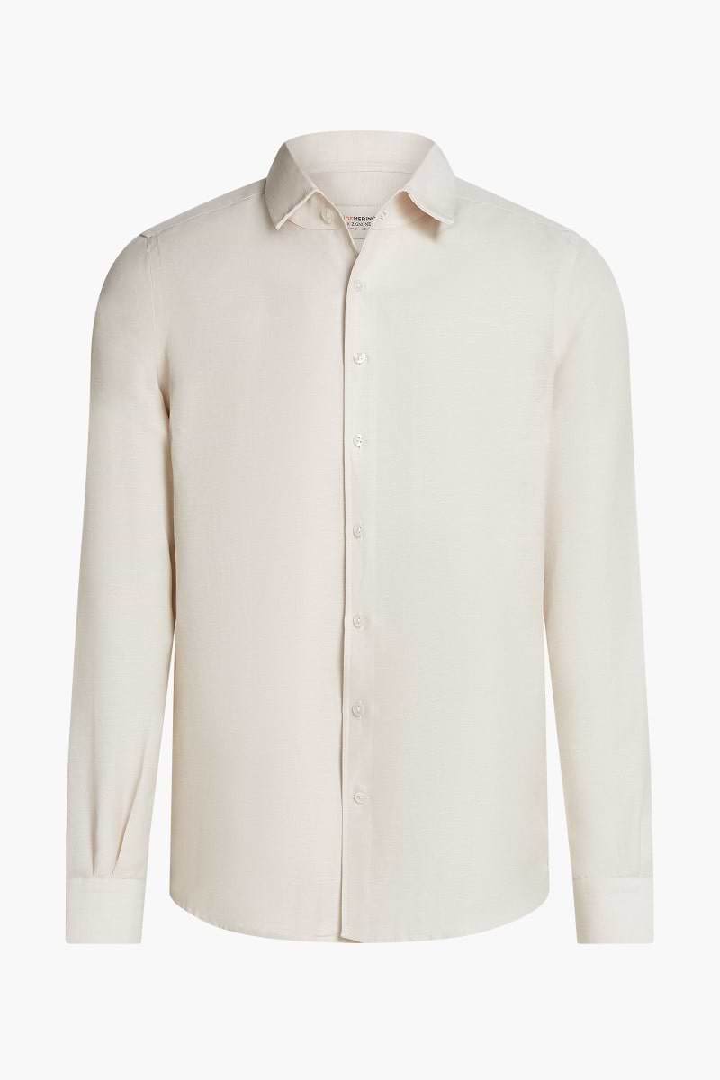 Wool Linen Shirt Light Beige