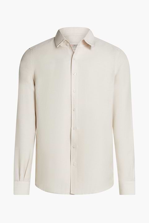 Wool Linen Shirt Light Beige - Base Image