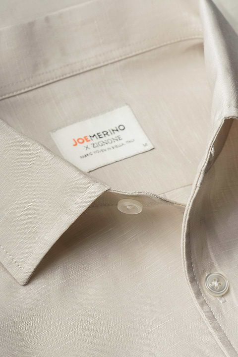 Wool Linen Shirt Light Beige - Base Image