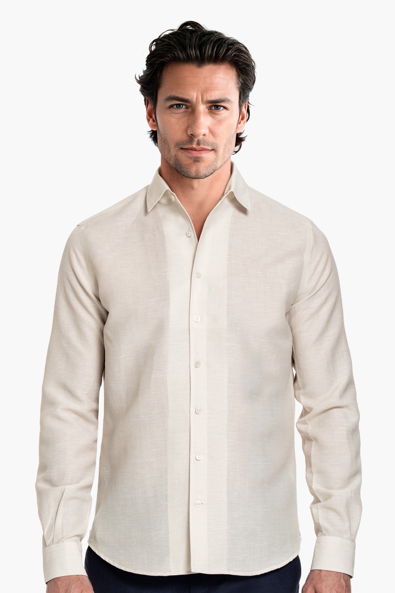 Wool Linen Shirt Light Beige
