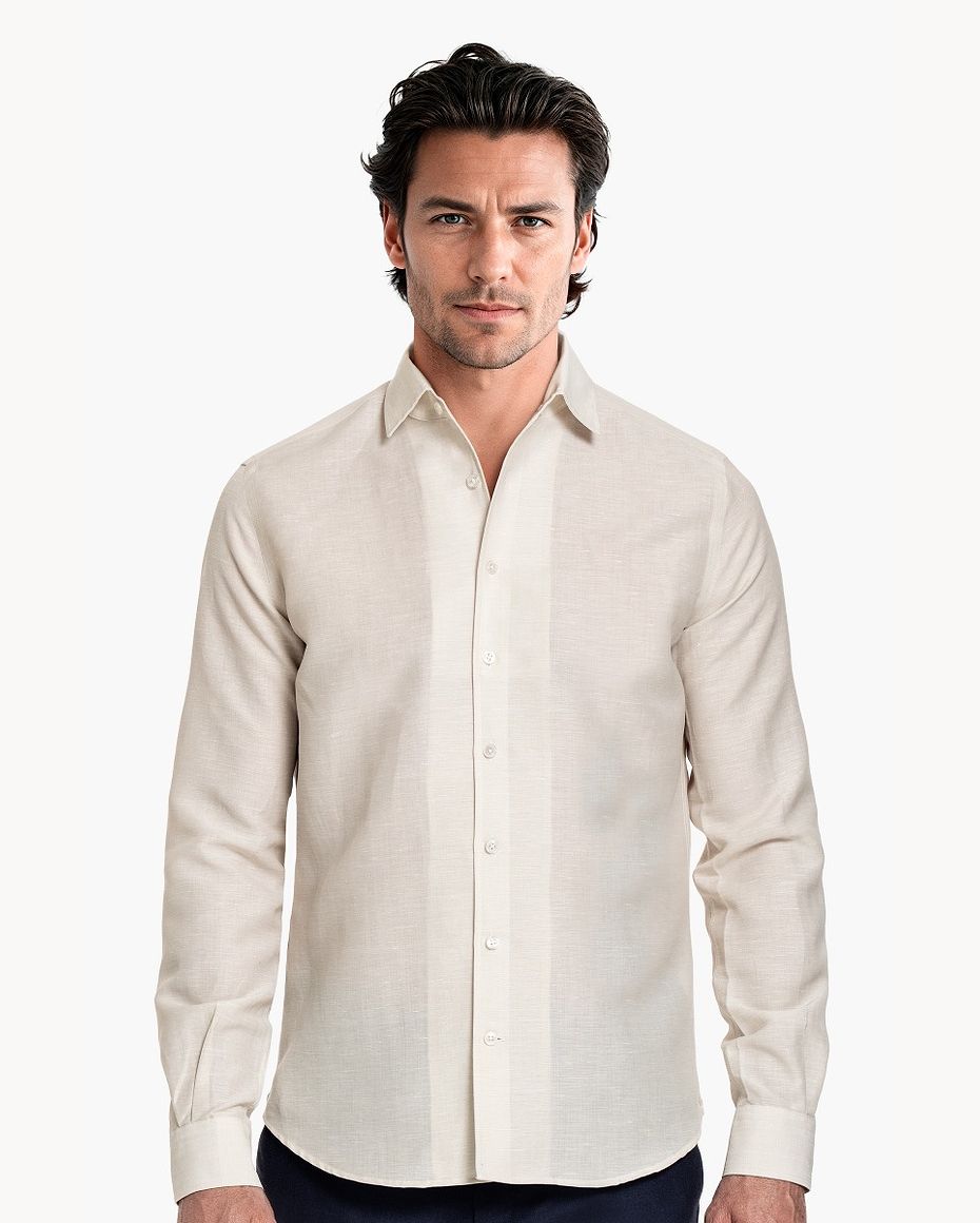 Wool Linen Shirt Light Beige