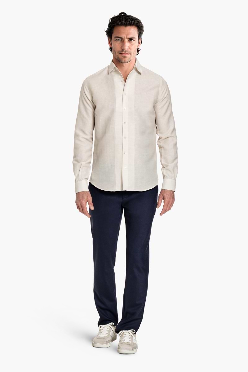 Wool Linen Shirt Light Beige