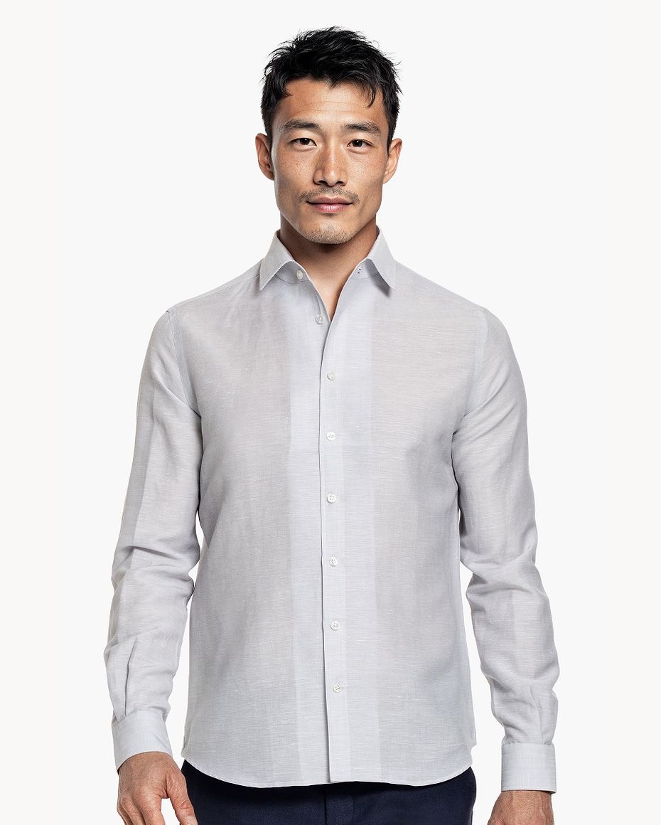 Wool Linen Shirt Light Iron