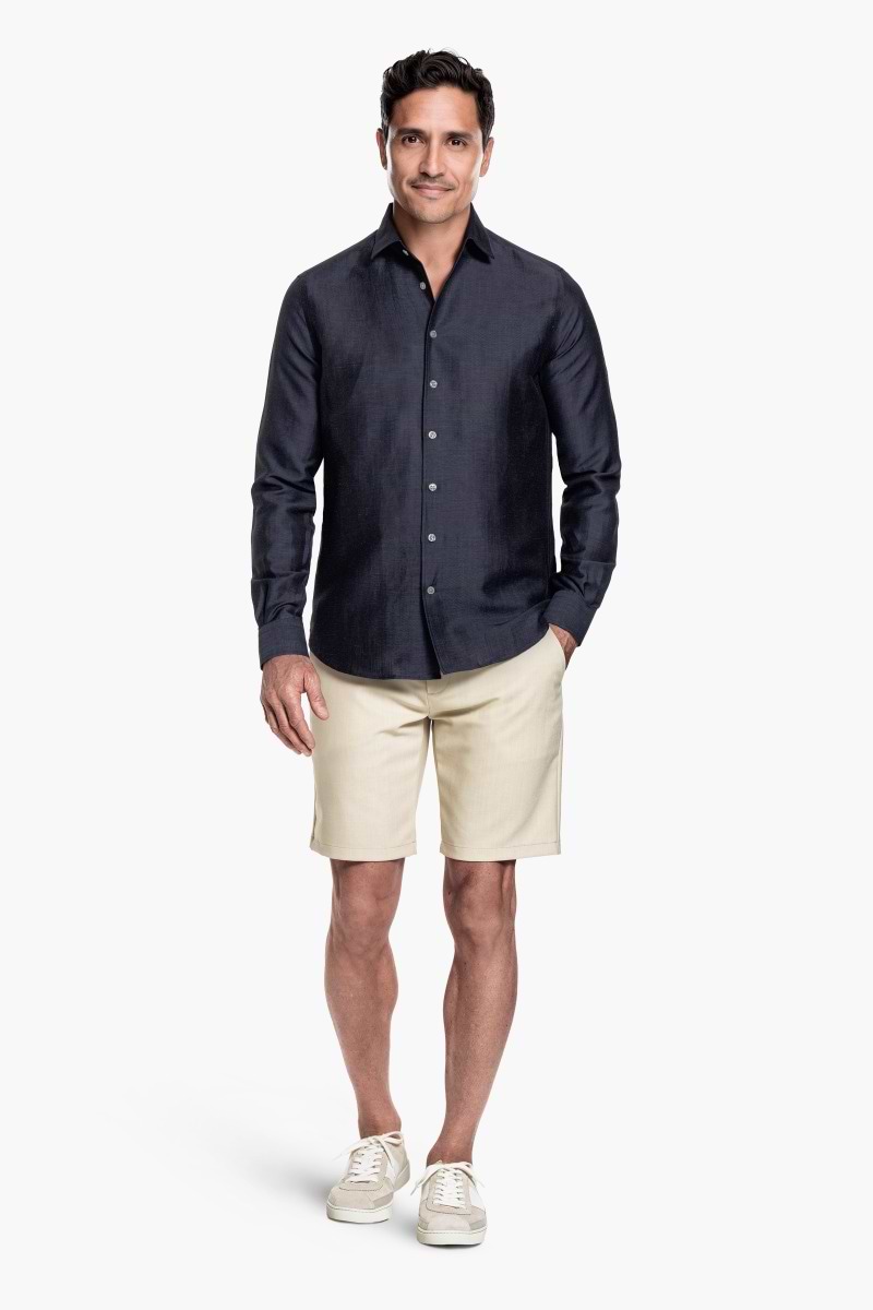 Wool Linen Shirt Midnight Blue