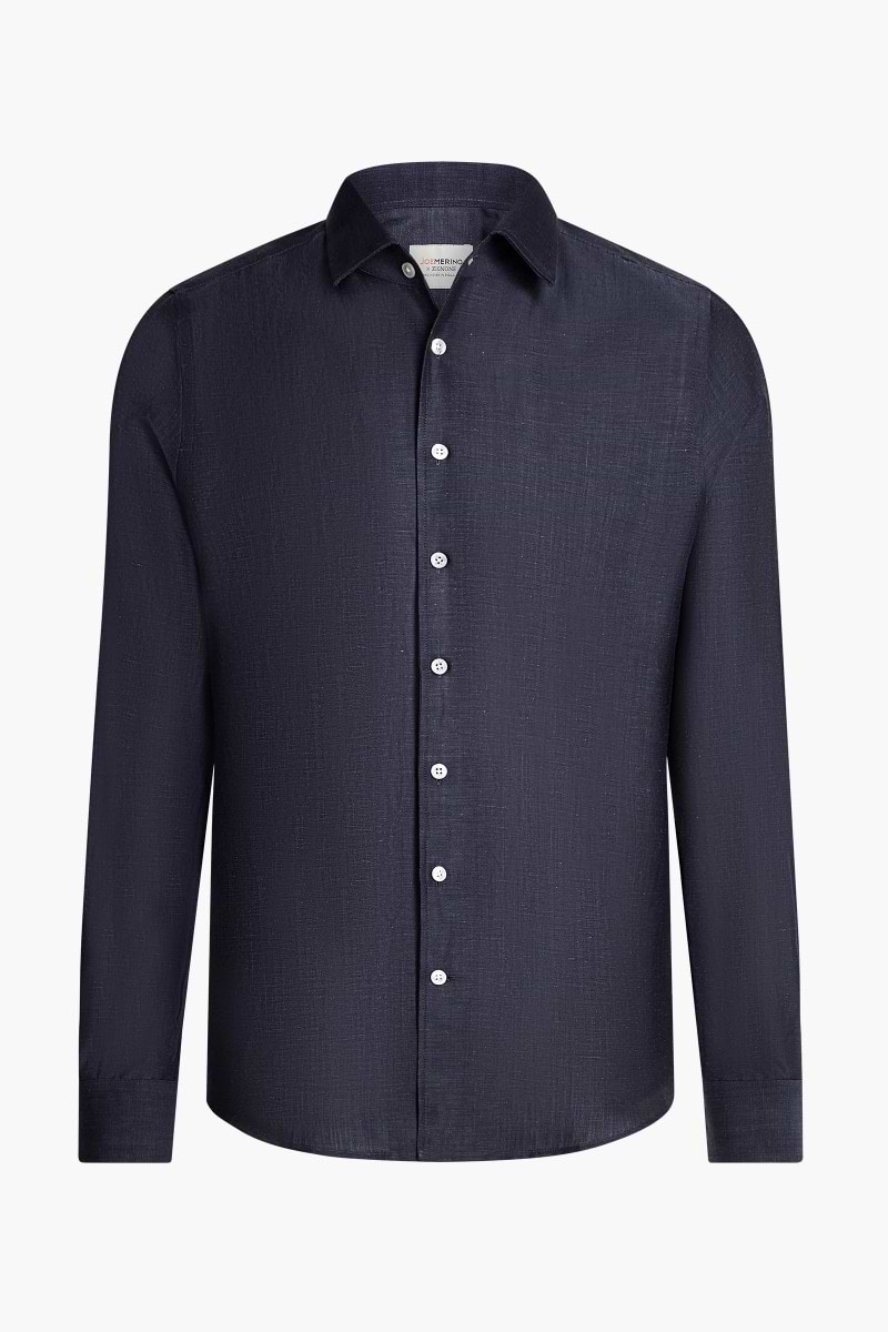 Wool Linen Shirt Midnight Blue
