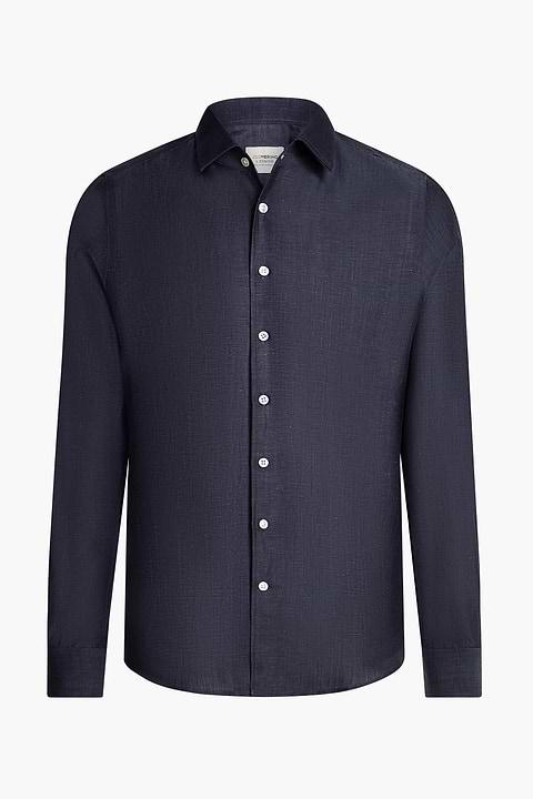 Wool Linen Shirt Midnight Blue - Base Image