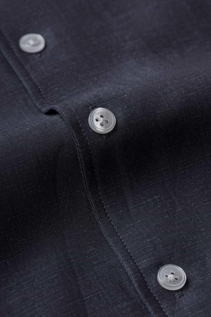 Wool Linen Shirt Midnight Blue
