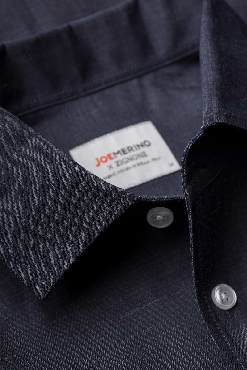 Wool Linen Shirt Midnight Blue