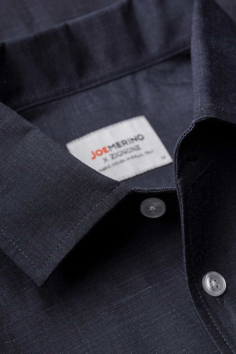 Wool Linen Shirt Midnight Blue - Base Image