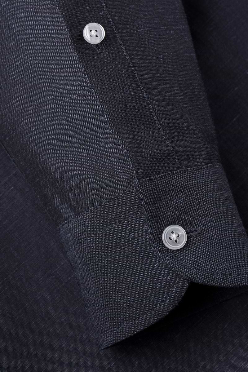 Wool Linen Shirt Midnight Blue