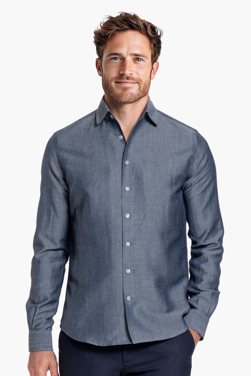 Wool Linen Shirt Raw Denim