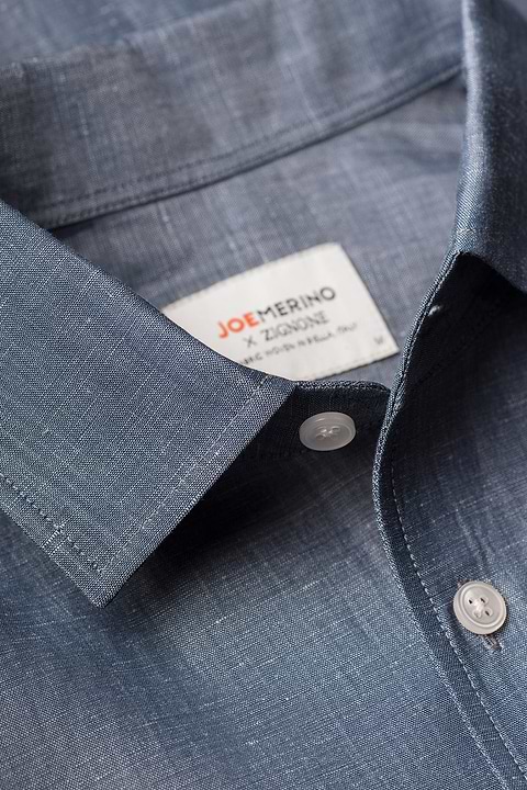 Wool Linen Shirt Raw Denim - Base Image