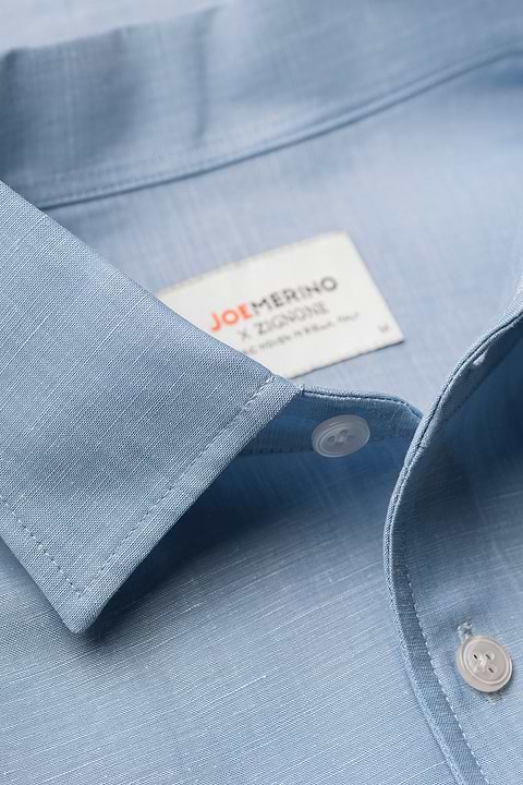 Wool Linen Shirt Sky Blue - Base Image