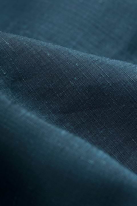 Wool Linen Shirt Mandarin Collar Deep Petrol - Base Image
