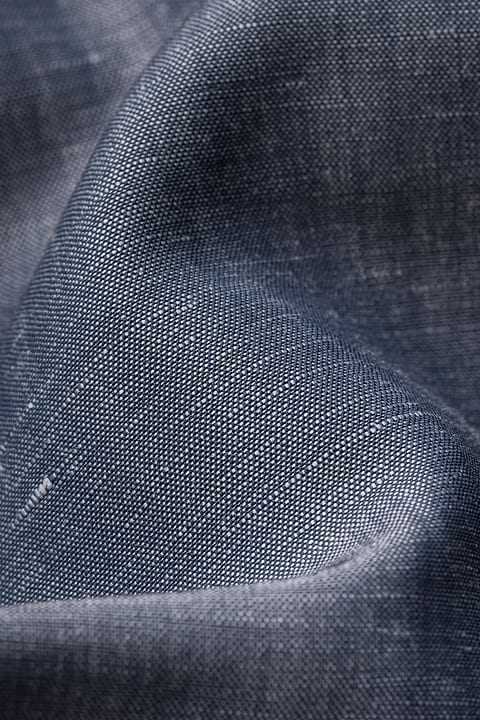 Wool Linen Shirt Mandarin Collar Raw Denim - Base Image