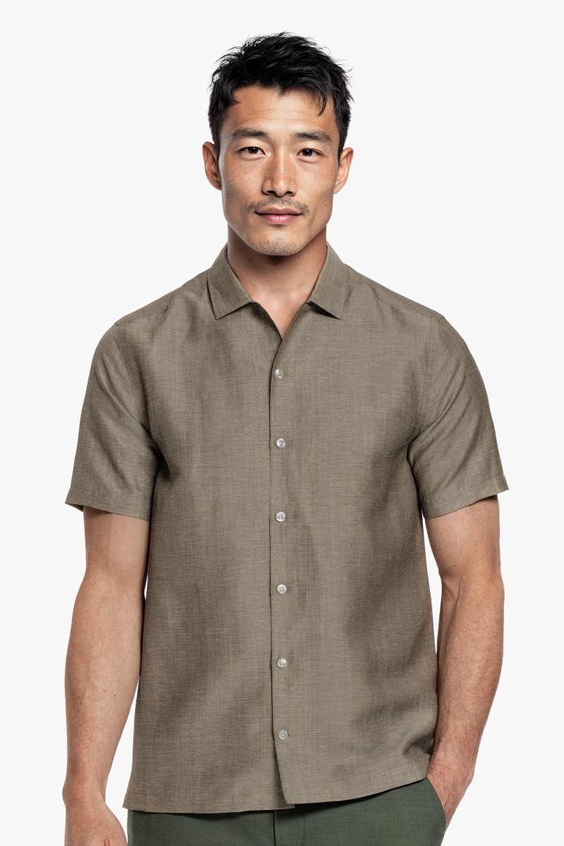 Short Sleeve Linen Shirt Desert Clay
