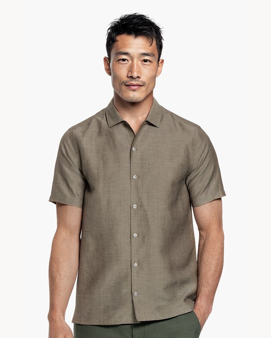 Short Sleeve Linen Shirt Desert Clay