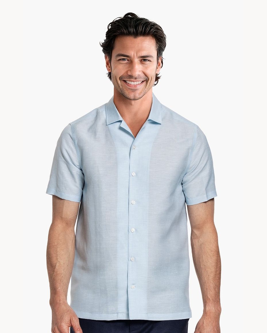 Short Sleeve Linen Shirt Foggy Blue