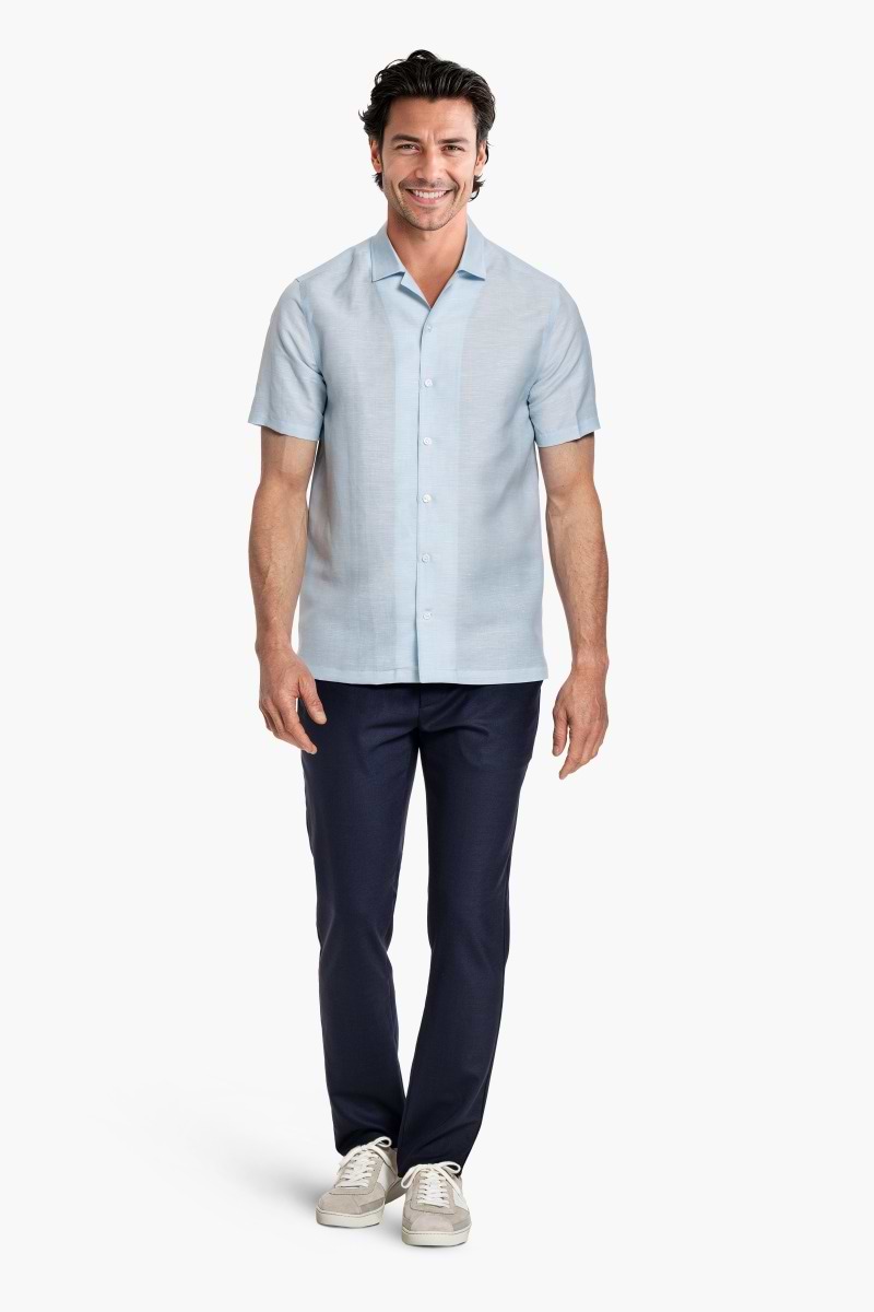 Short Sleeve Linen Shirt Foggy Blue