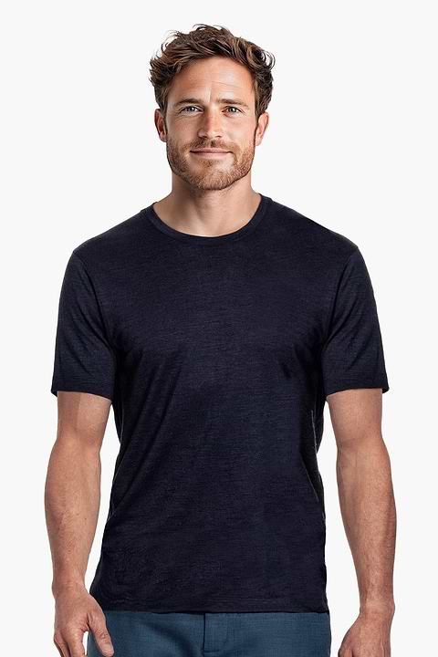 Shirt Round Neck Wool Ramie Night Navy - Base Image