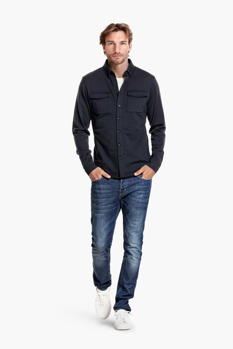 Joe Overshirt Pockets Blue Grey