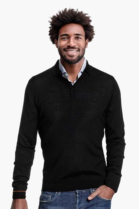 Polo Pullover Deep Black - Base Image