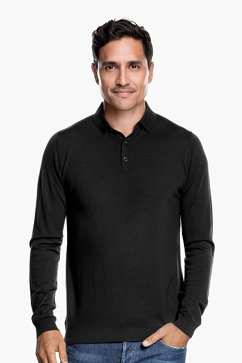 Riva Buttons Long Sleeve Deep Black - Base Image
